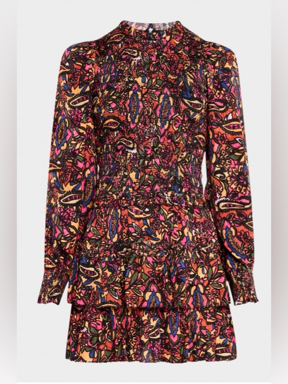 Love The Label Long-Sleeve Paisley Mini Dress - Multicolor
